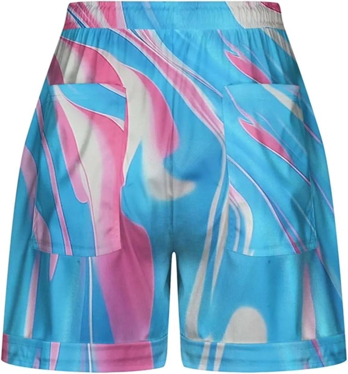Women Comfy Drawstring Casual Elastic Waist Printed Shorts Summer Beach Lightweight Short Pants with Pockets