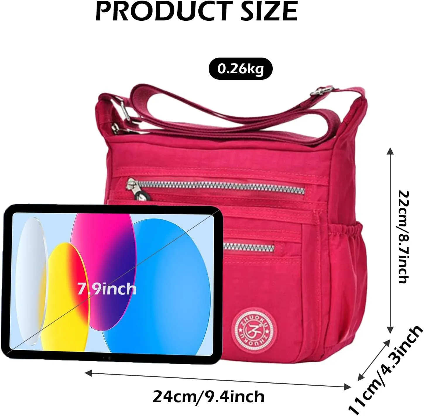 Women Crossbody Bag Multi Pocket Casual Messenger Bag Nylon Shoulder Handbag Waterproof Ladies Travel Purse