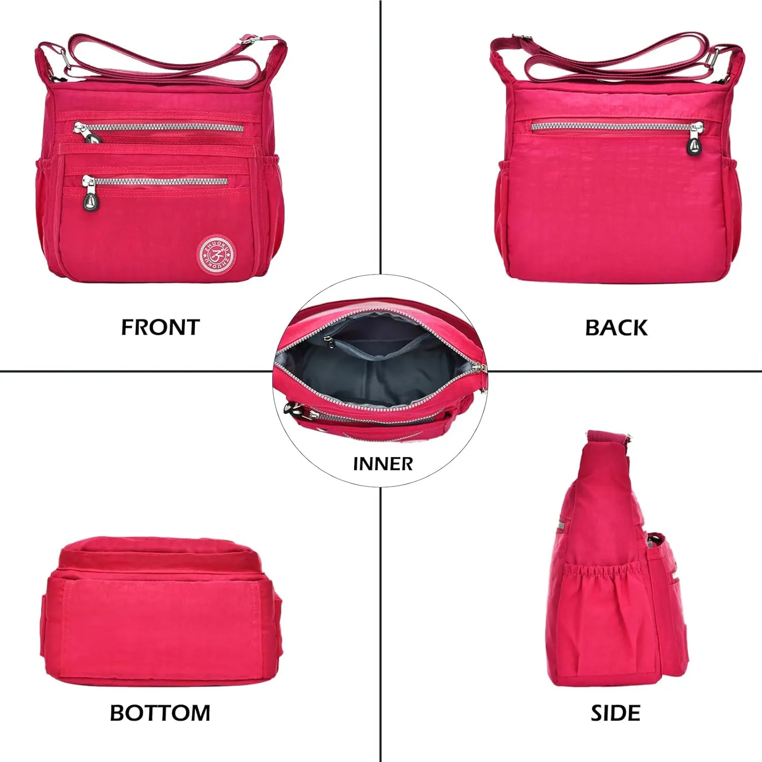 Women Crossbody Bag Multi Pocket Casual Messenger Bag Nylon Shoulder Handbag Waterproof Ladies Travel Purse