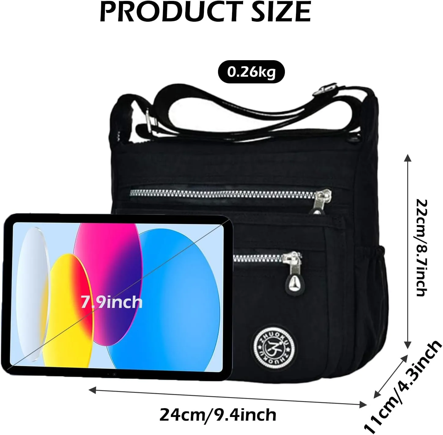 Women Crossbody Bag Multi Pocket Casual Messenger Bag Nylon Shoulder Handbag Waterproof Ladies Travel Purse