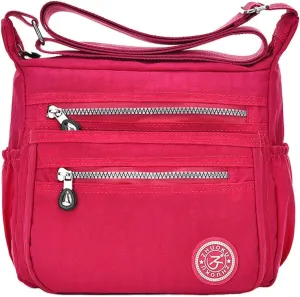 Women Crossbody Bag Multi Pocket Casual Messenger Bag Nylon Shoulder Handbag Waterproof Ladies Travel Purse