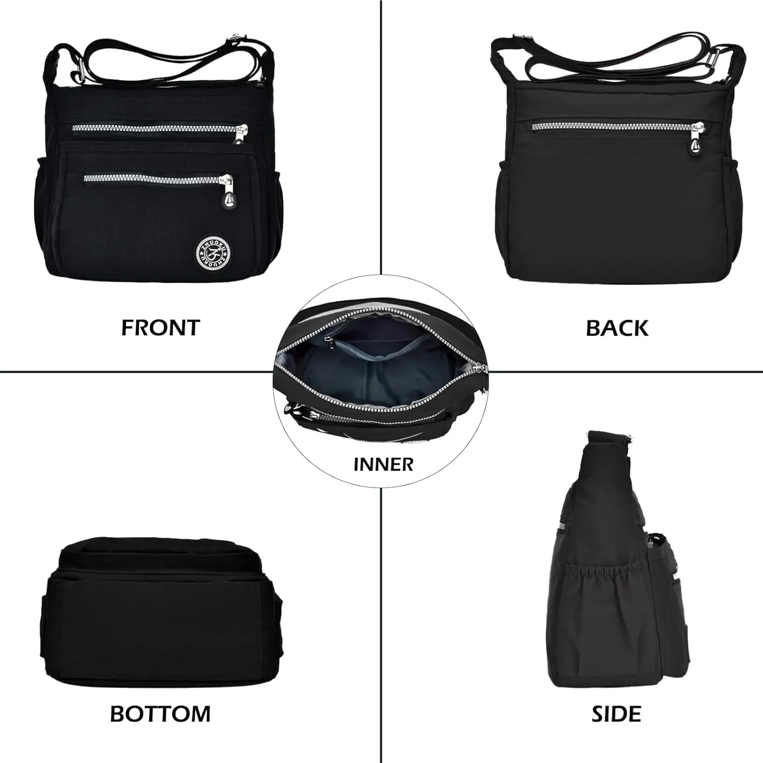 Women Crossbody Bag Multi Pocket Casual Messenger Bag Nylon Shoulder Handbag Waterproof Ladies Travel Purse