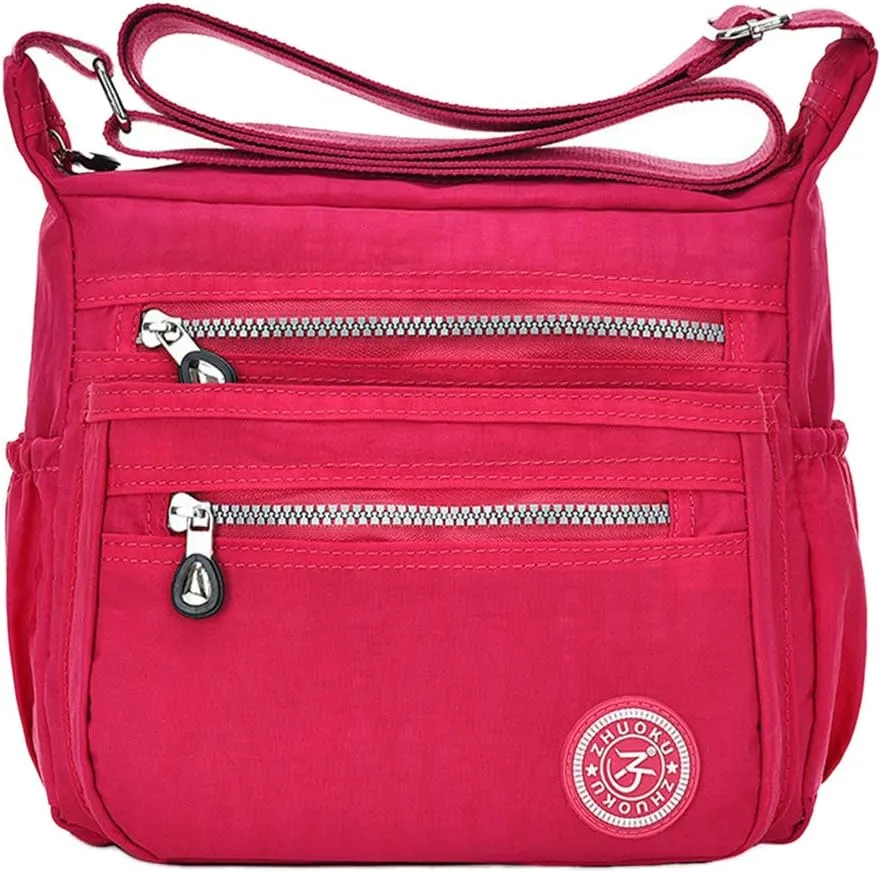 Women Crossbody Bag Multi Pocket Casual Messenger Bag Nylon Shoulder Handbag Waterproof Ladies Travel Purse