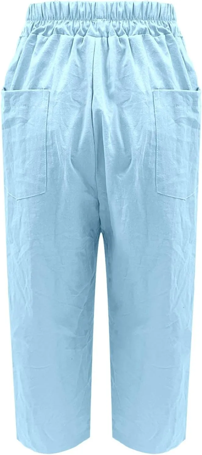 Women Linen Pants Wide Leg Casual Palazzo Pants Pa Straight Dress Cotton Linen Pants Button Trousers Womens Linen