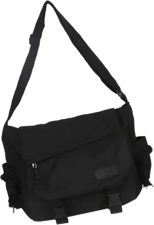 Women Men Korean Nylon Crossbody Bag Fashion Solid Color Messenger Bag with Buckled Large Capacity Shoulder Handbag