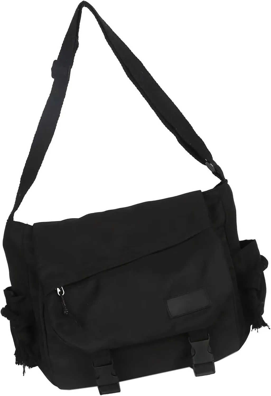 Women Men Korean Nylon Crossbody Bag Fashion Solid Color Messenger Bag with Buckled Large Capacity Shoulder Handbag