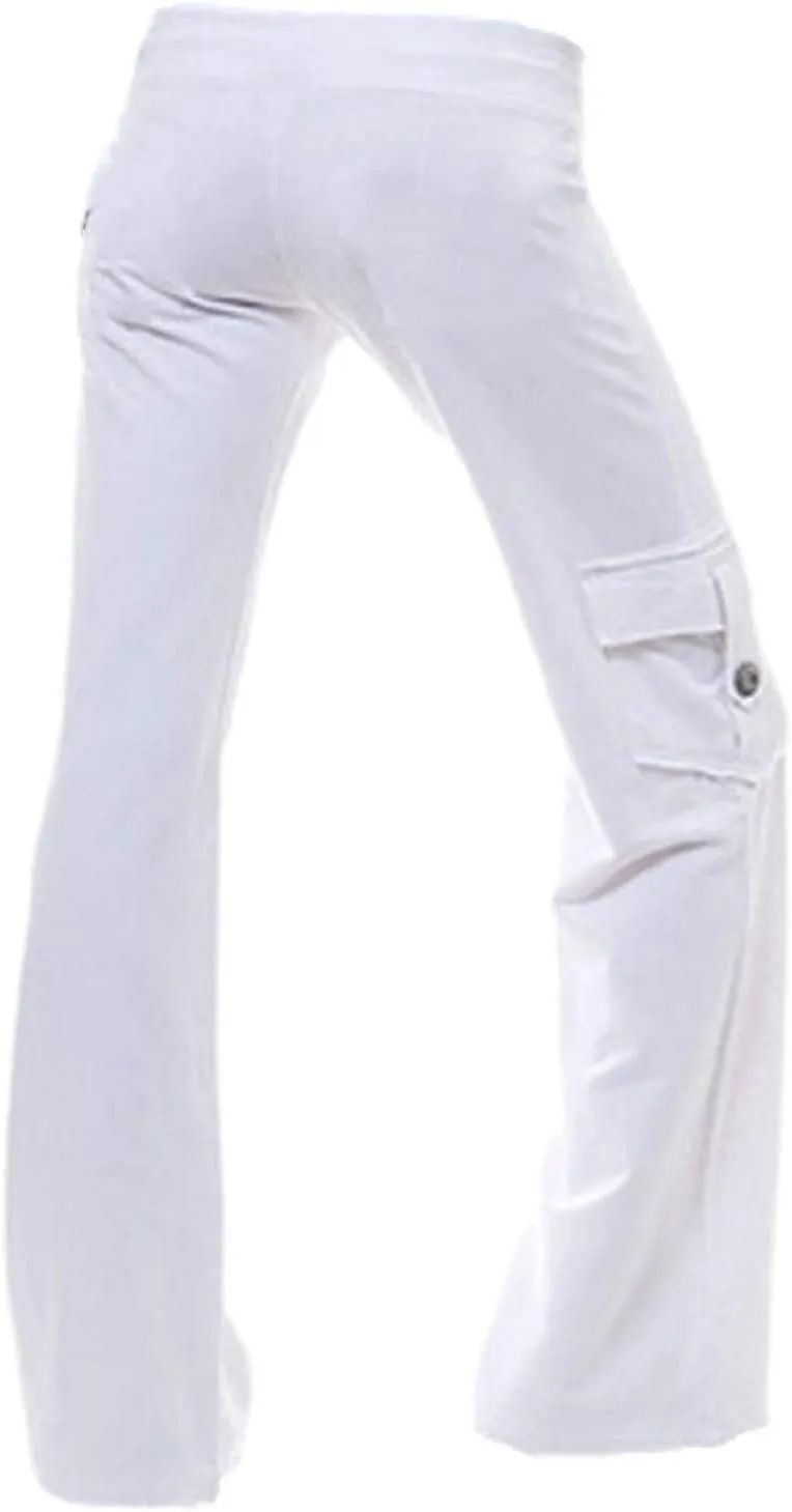 Women Yoga Pants High Waist Cargo Wide Leg Pants Stretch Tummy Control Butt Lifting Pant Drawstring Straight Leg Trouser
