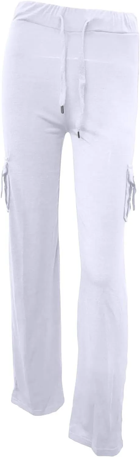 Women Yoga Pants High Waist Cargo Wide Leg Pants Stretch Tummy Control Butt Lifting Pant Drawstring Straight Leg Trouser