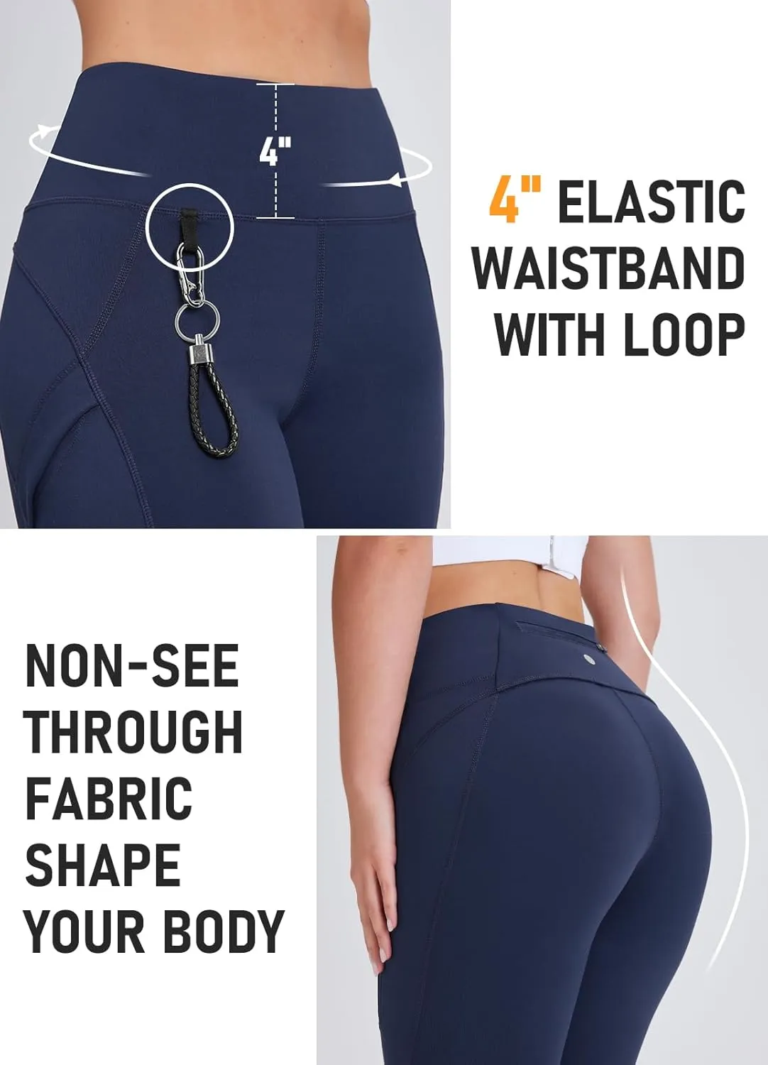 Women's 27" High Waisted Hiking Leggings with Zipper Pockets Tummy Control Workout Running Yoga Cargo Pants