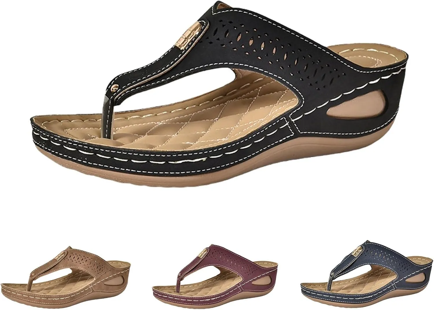 Womens Avylays Orthopedic Sandals,Breathable Mesh Hollow Sports Sandals,Orthopedic Flip-Flops Summer Casual Sandals with Non-Slip Sole,Rhinestones Wedge Heel Thick-Soled Slippers Women