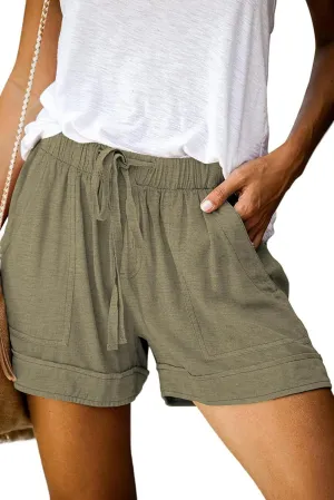 Womens Casual Shorts Comfy Elastic Waist Pocketed Short Pants Drawstring Lightweight Summer Shorts