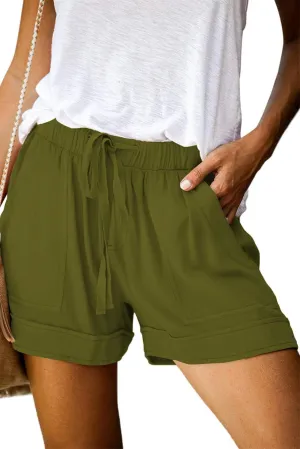 Womens Casual Shorts Comfy Elastic Waist Pocketed Short Pants Drawstring Lightweight Summer Shorts