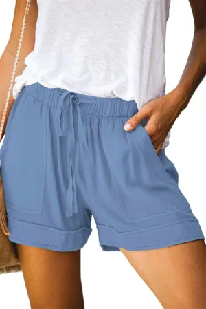 Womens Casual Shorts Comfy Elastic Waist Pocketed Short Pants Drawstring Lightweight Summer Shorts