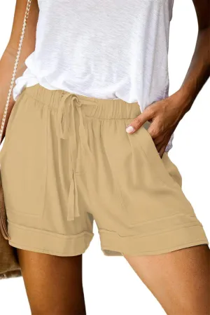 Womens Casual Shorts Comfy Elastic Waist Pocketed Short Pants Drawstring Lightweight Summer Shorts