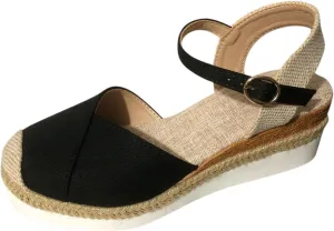 Women's Closed Toe Sandals Platform Wedge Sandal Buckle Ankle Strap Casual Dressy Espadrilles Sandals Comfortable Anti Slip Beach Comfortable Outdoor Shoes