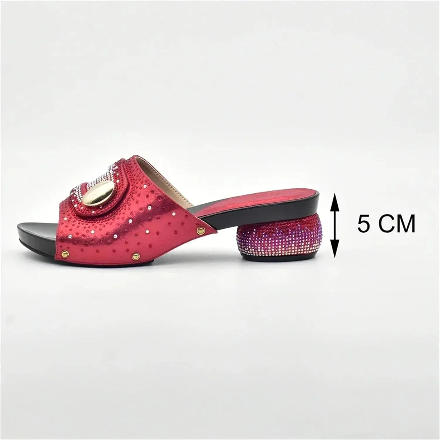 Women's Comfort Platform Sandal & Bag Set - Italian Handmade Rhinestone Strappy Heels with Wide-Block Heel & Matching Tote