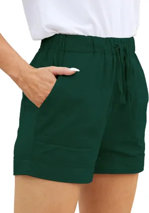 Womens Comfy Drawstring Casual Elastic Waist Pocketed Loose Fit Shorts Plus Size