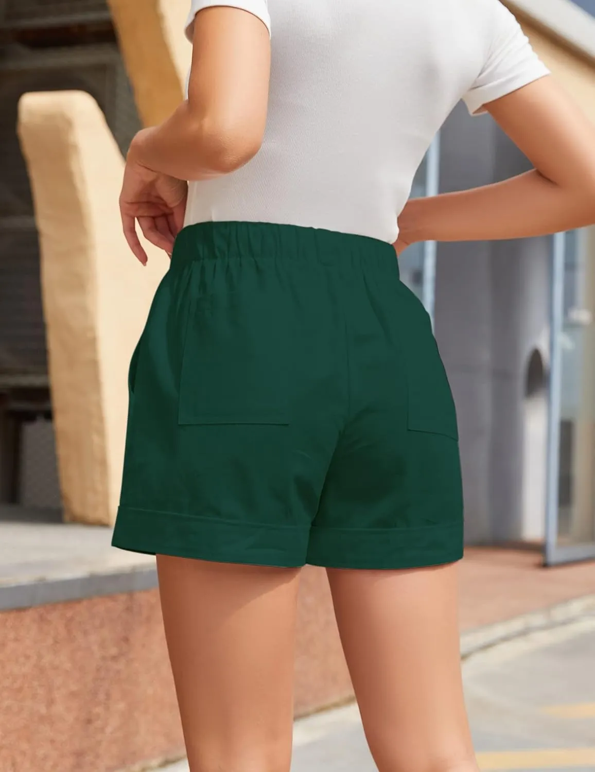 Womens Comfy Drawstring Casual Elastic Waist Pocketed Loose Fit Shorts Plus Size