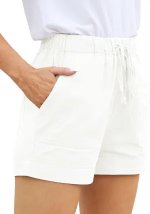 Womens Comfy Drawstring Casual Elastic Waist Pocketed Loose Fit Shorts Plus Size
