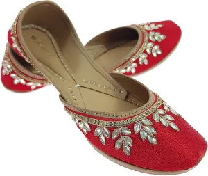 Women's Dolli Gold Genuine Soft Leather Embroidered Jutis | Bite and Pinch Free Jutti | Punjabi Formal Juttis | Girl's Wedding Flat Ladies Mojari | Formal Ethnic Juti |