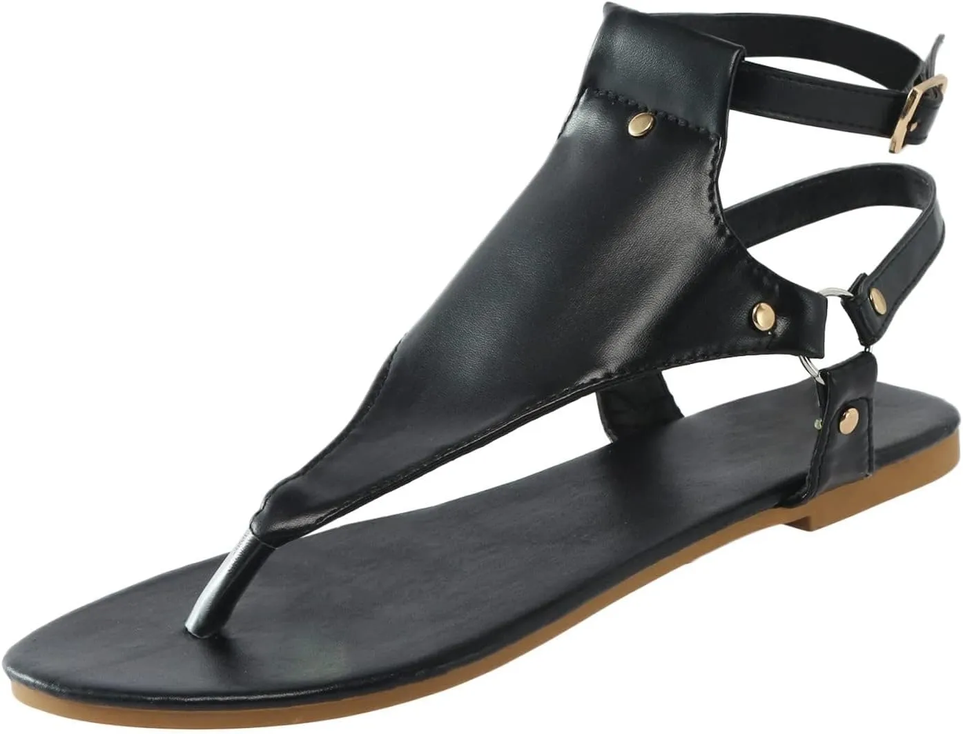 Womens Dressy Thong Sandals Comfortable Buckle Ankle Strap Strappy Flat Sandals Thong Flip Flops Dressy Summer Walking Beach Sandal Flat Open Toe Shoes Travel Walking Shoe