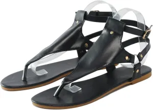 Womens Dressy Thong Sandals Comfortable Buckle Ankle Strap Strappy Flat Sandals Thong Flip Flops Dressy Summer Walking Beach Sandal Flat Open Toe Shoes Travel Walking Shoe