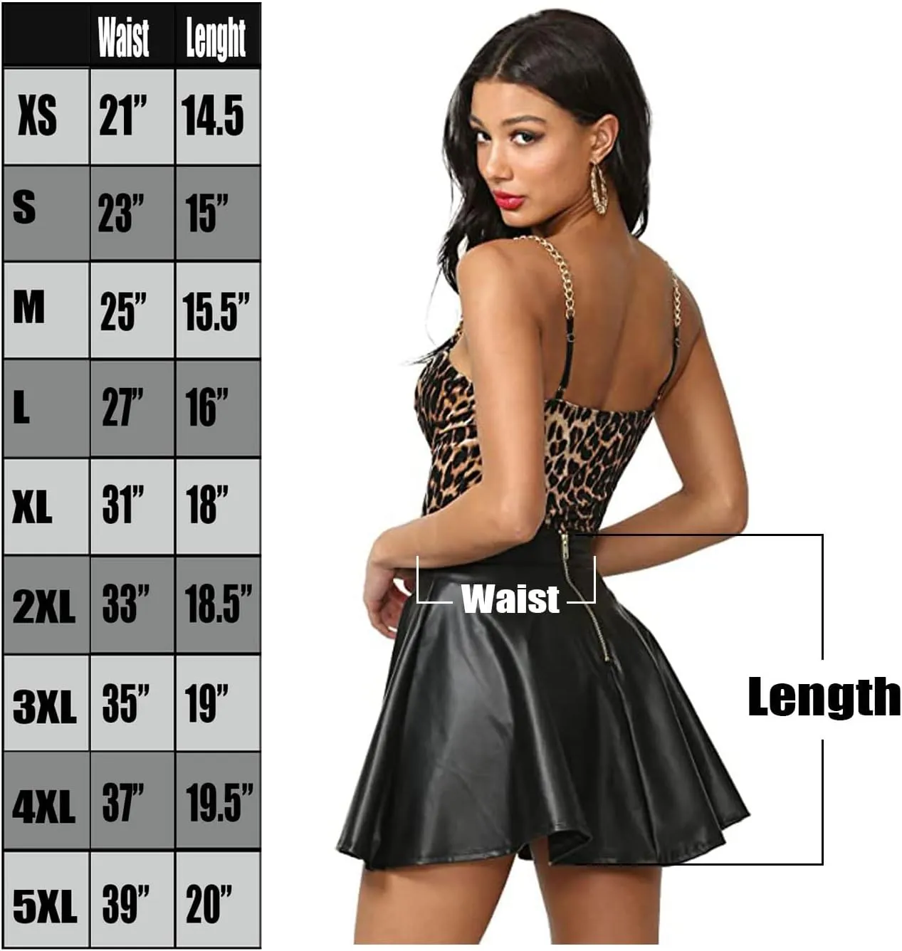 Women's J2 Love Faux Leather Back Gold Zip Mini Skater Skirt