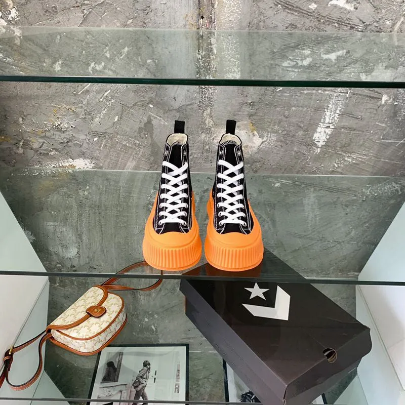 Women's Low-top Strappy Platform Platform Casual High-top Canvas Shoes
