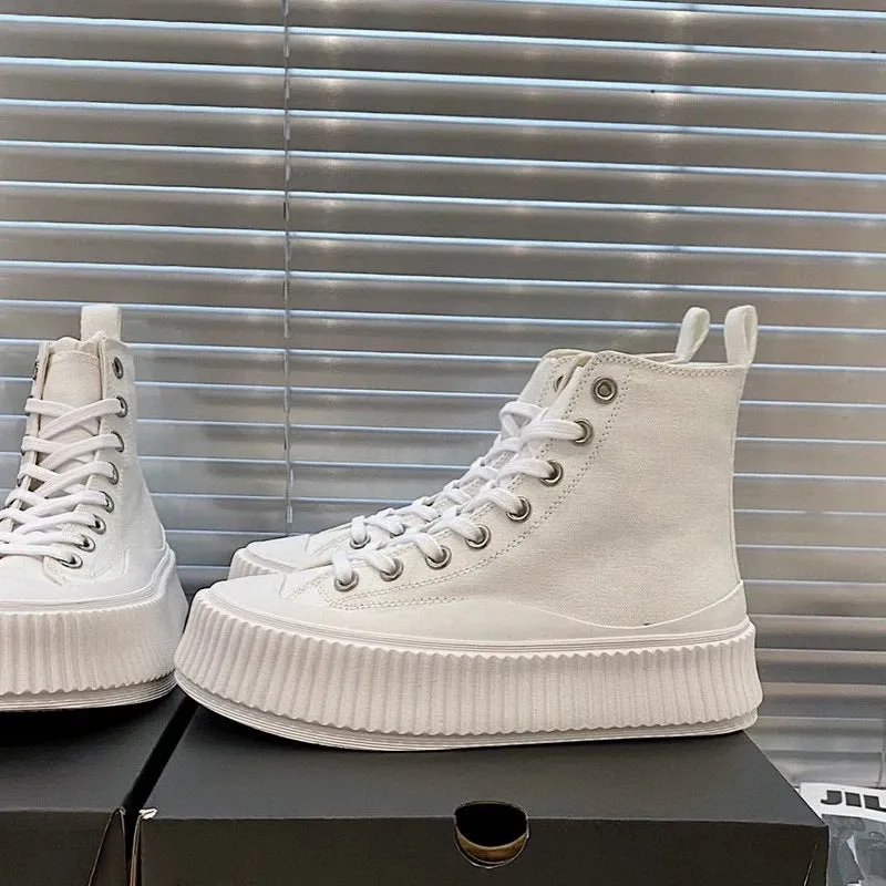 Women's Low-top Strappy Platform Platform Casual High-top Canvas Shoes