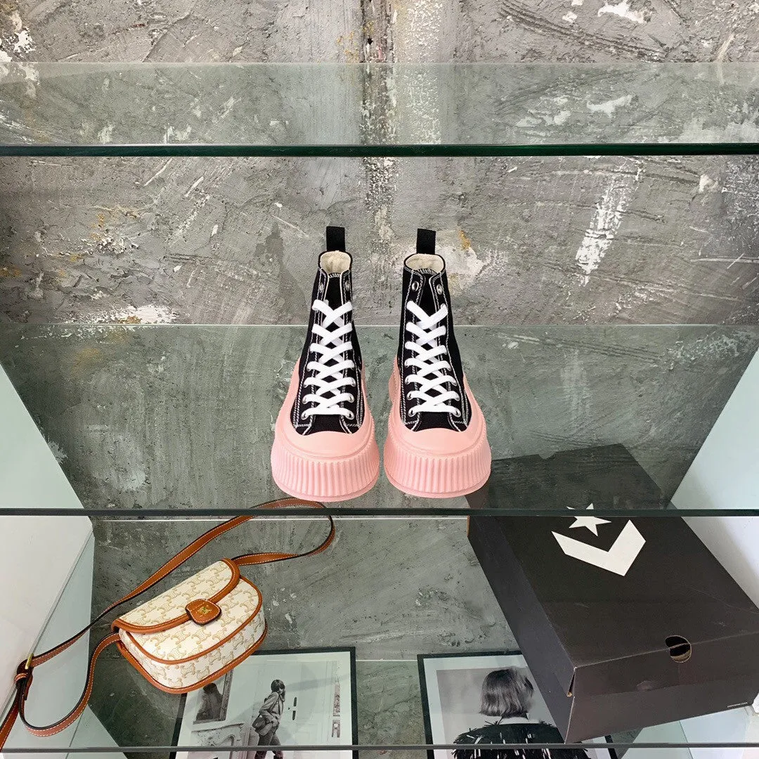 Women's Low-top Strappy Platform Platform Casual High-top Canvas Shoes