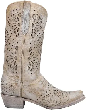 Womens Mandala Metallic Inlay Snip Toe Casual Boots Mid Calf Low Heel 1-2" - Brown