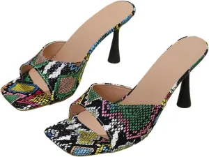 Women's Peep Toe Stilettos High Heel Animal Print Dressy Sexy Stiletto High Heels Dress Sandals Evening Party Prom Shoes