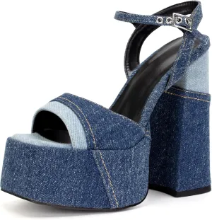Women's Platform High Heels Open Toe Ankle Strap Strappy Chunky Heels Wedding Party Sandals Shoes