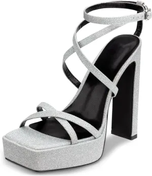 Women's Platform High Heels Open Toe Ankle Strap Strappy Chunky Heels Wedding Party Sandals Shoes