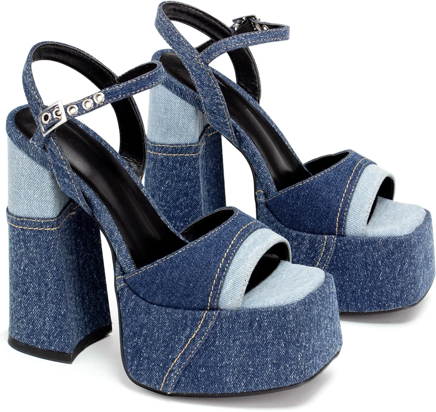 Women's Platform High Heels Open Toe Ankle Strap Strappy Chunky Heels Wedding Party Sandals Shoes