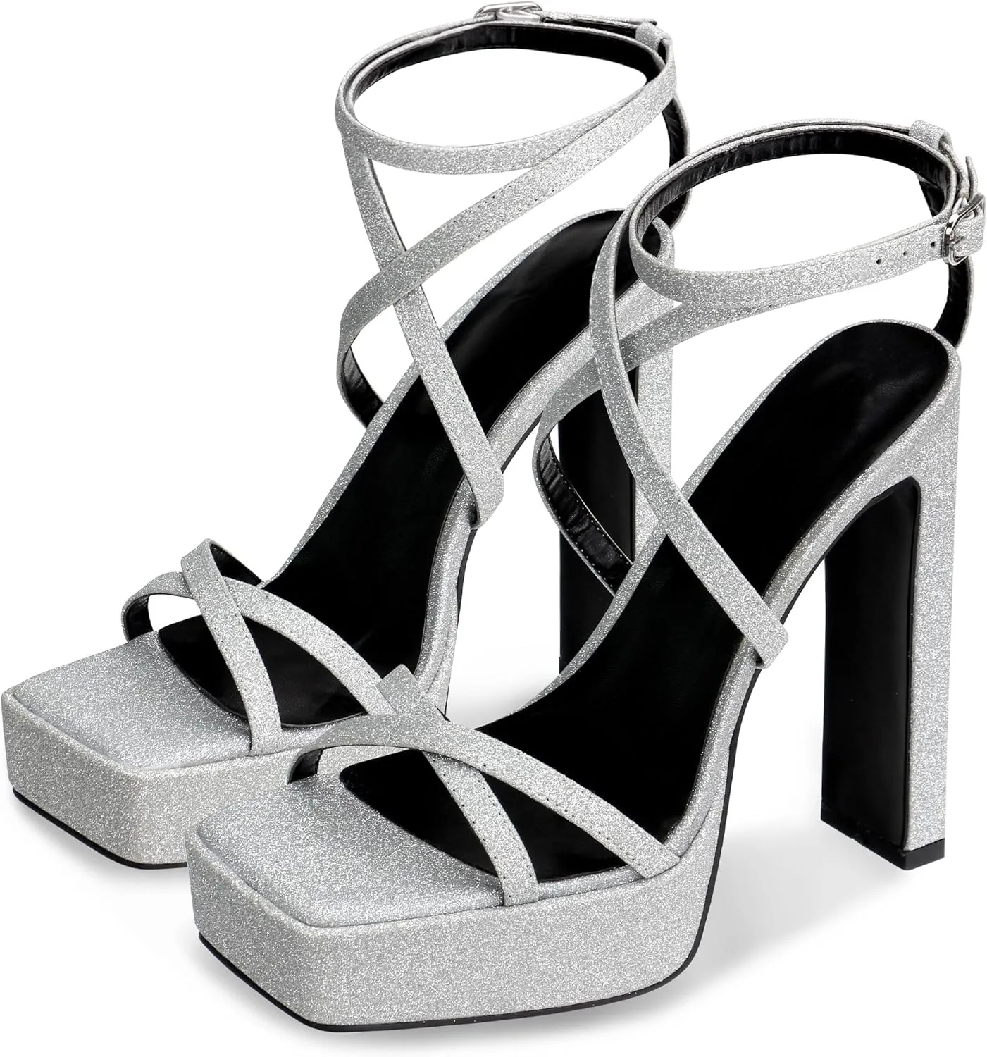 Women's Platform High Heels Open Toe Ankle Strap Strappy Chunky Heels Wedding Party Sandals Shoes