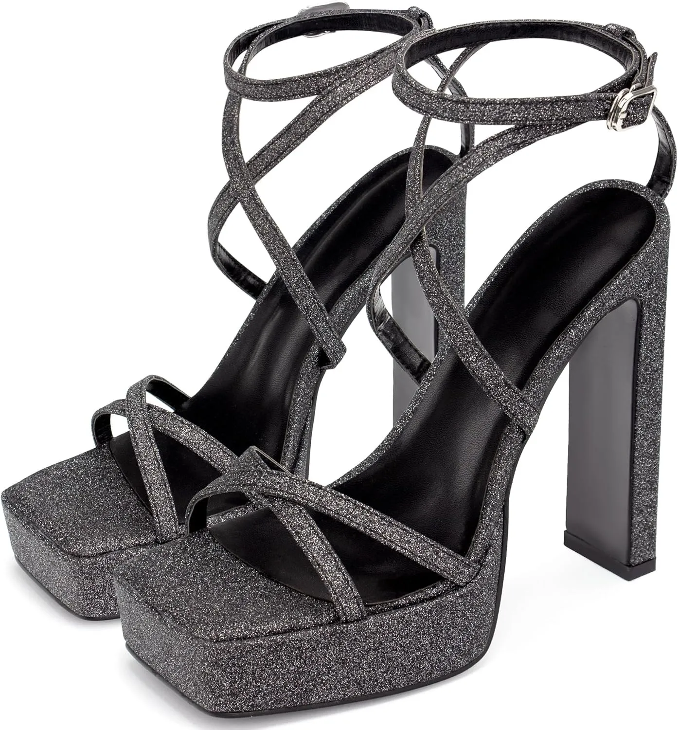Women's Platform High Heels Open Toe Ankle Strap Strappy Chunky Heels Wedding Party Sandals Shoes