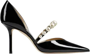 Women's Pointed Toe High Heels Pearl Embellished Strap Pumps Close Toe Stiletto Heeled Pumps for Wedding Party Dress Office