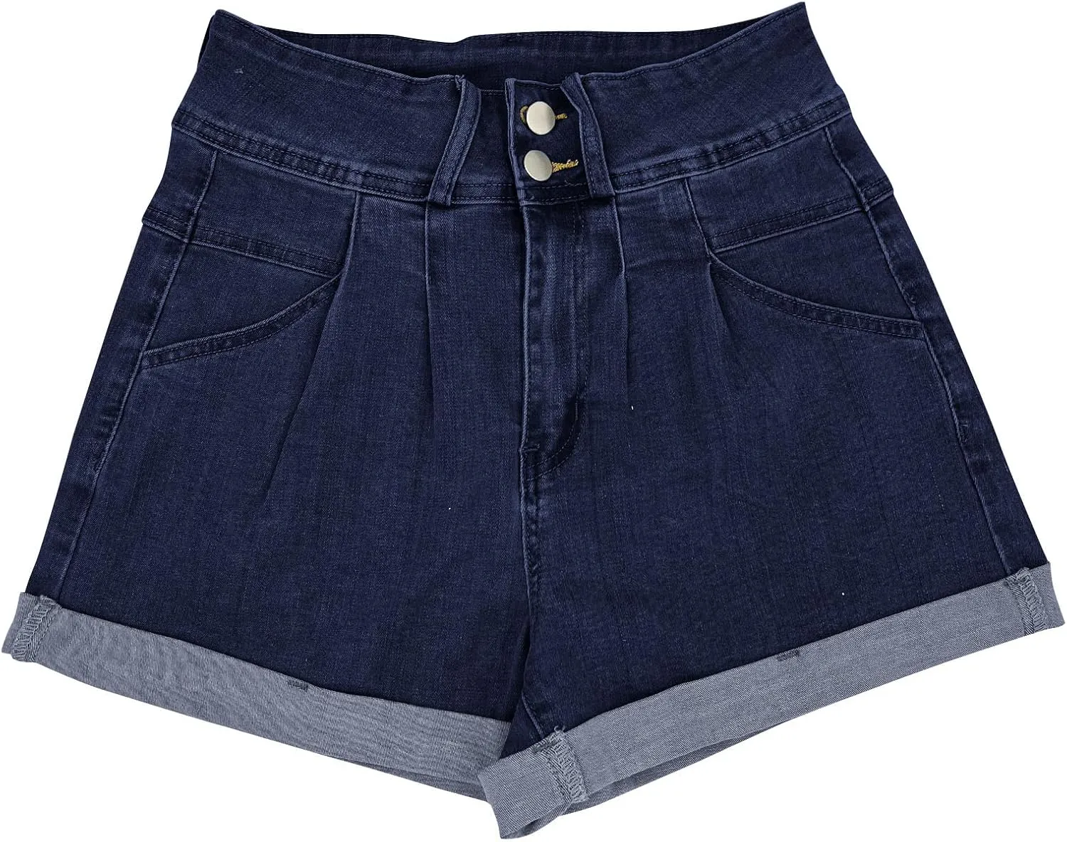 Womens Relaxed Fit Casual High Waist Pocketed Denim Shorts