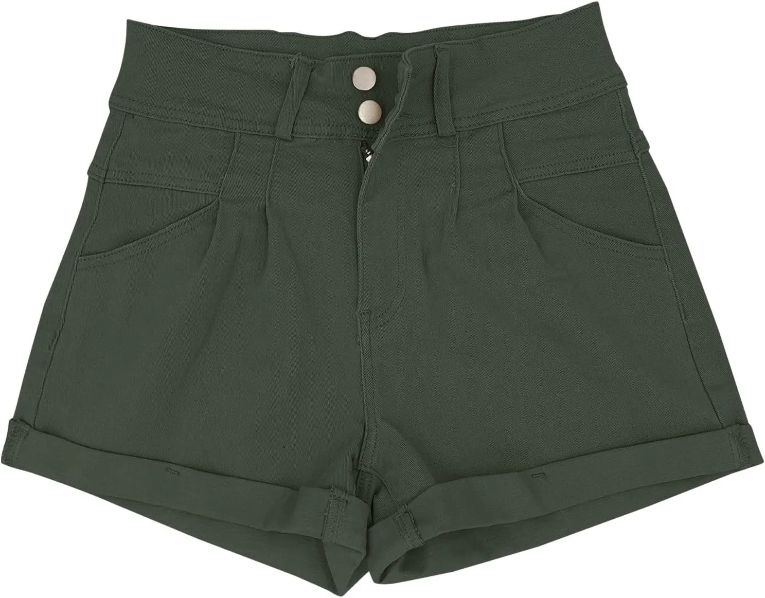 Womens Relaxed Fit Casual High Waist Pocketed Denim Shorts