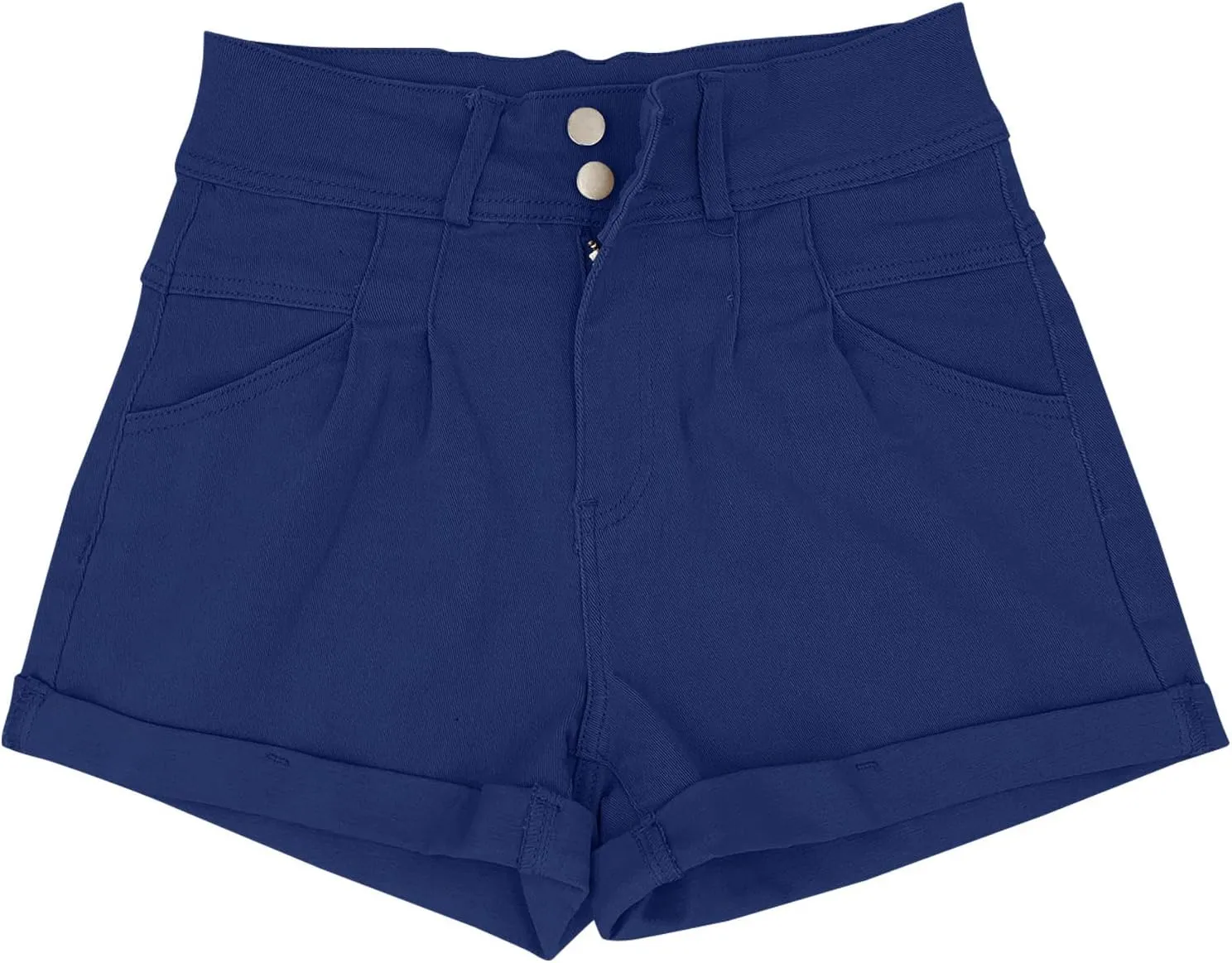 Womens Relaxed Fit Casual High Waist Pocketed Denim Shorts