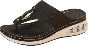 Womens Sandals with Arch Support,2025 Summer Dressy Wedges Shoes for Women Thick Sole Flip Flops With Arch Support Comfortable Walking Sandals Womens Summer Beach Slipper Ladies Thong Sanal