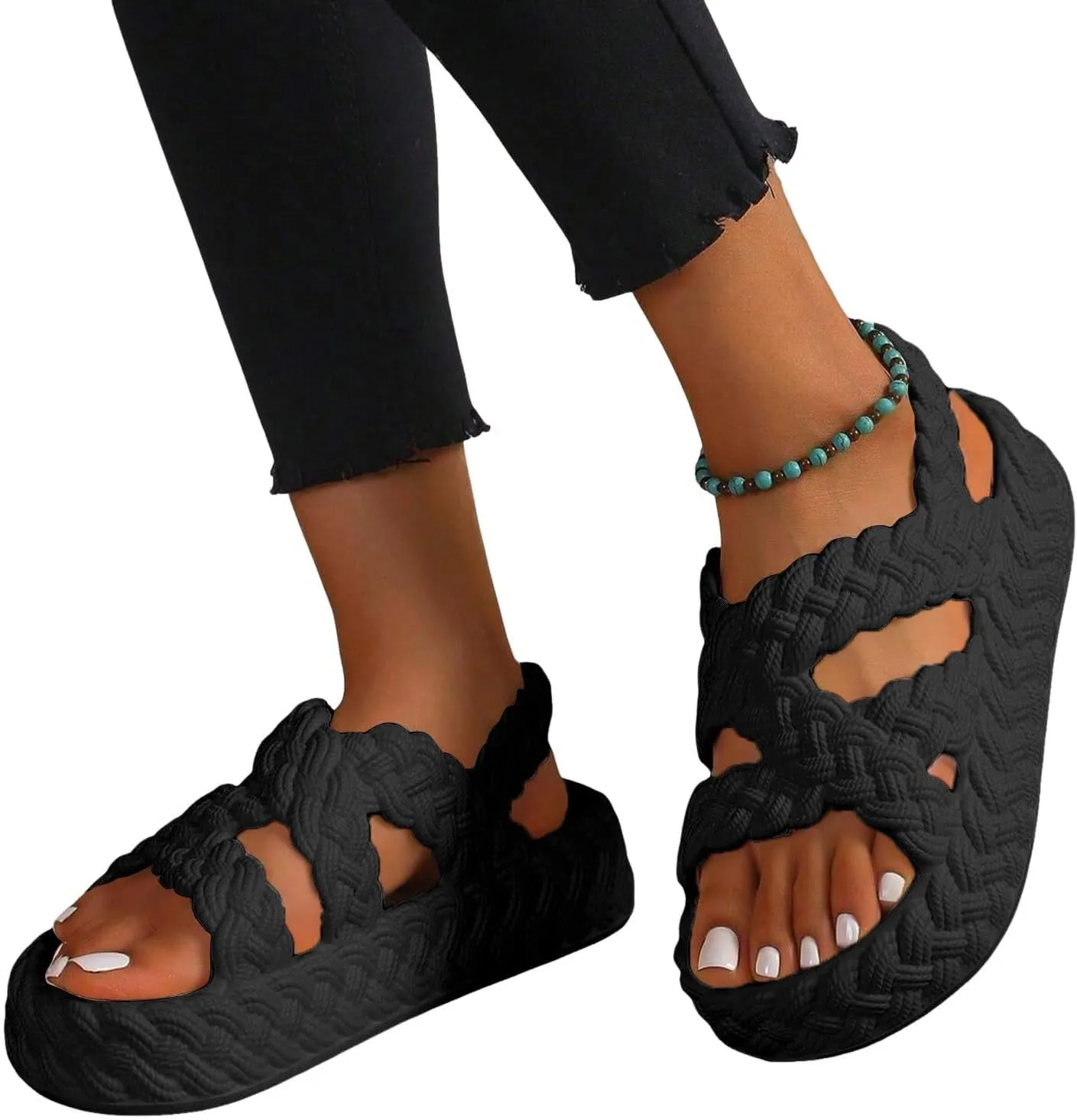 Womens Sandals with Arch Support,2025 Summer Dressy Wedges Shoes for Women Thick Sole Flip Flops With Arch Support Comfortable Walking Sandals Womens Summer Beach Slipper Ladies Thong Sanal