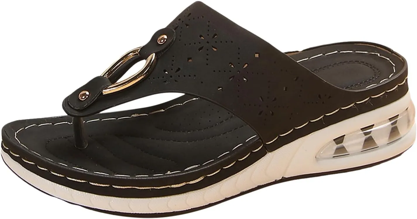 Womens Sandals with Arch Support,2025 Summer Dressy Wedges Shoes for Women Thick Sole Flip Flops With Arch Support Comfortable Walking Sandals Womens Summer Beach Slipper Ladies Thong Sanal