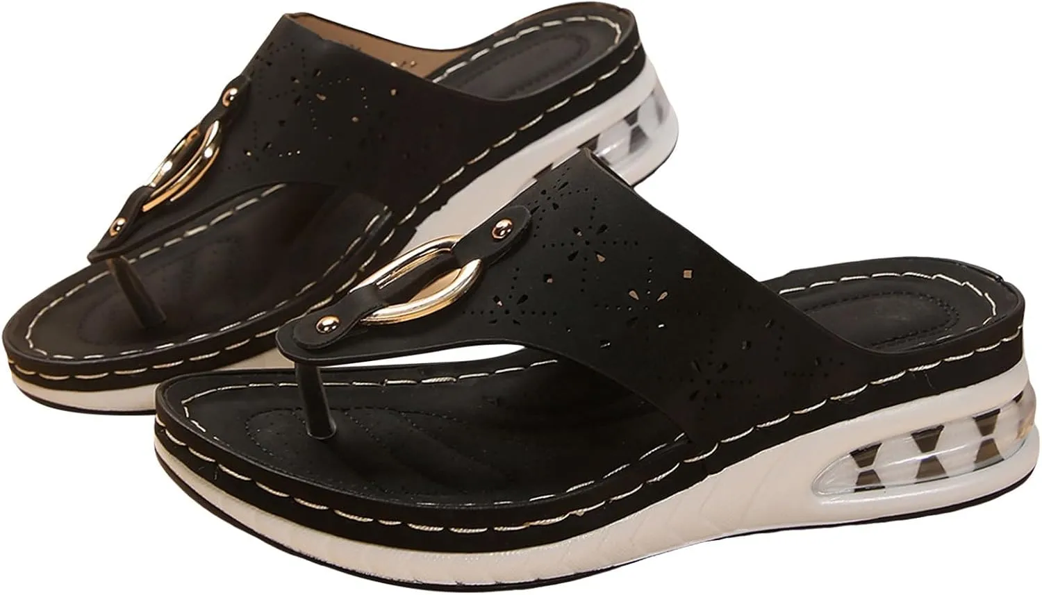 Womens Sandals with Arch Support,2025 Summer Dressy Wedges Shoes for Women Thick Sole Flip Flops With Arch Support Comfortable Walking Sandals Womens Summer Beach Slipper Ladies Thong Sanal