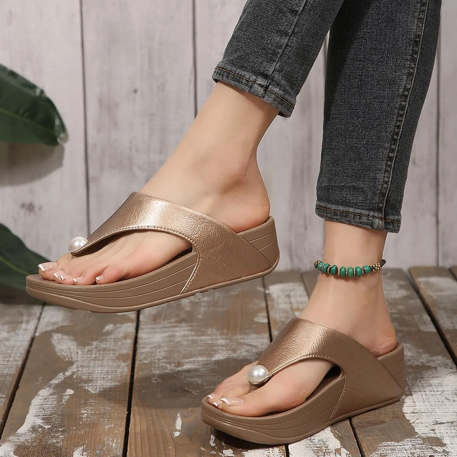 Womens Sandals with Arch Support,2025 Summer Dressy Wedges Shoes for Women Thick Sole Flip Flops With Arch Support Comfortable Walking Sandals Womens Summer Beach Slipper Ladies Thong Sanal