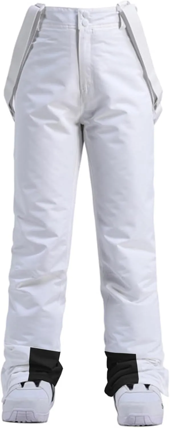 Women's Snow Ski Pants Insulated Winter Warm Outdoor Waterproof Snowboard Pants Bibs Detachable Suspender
