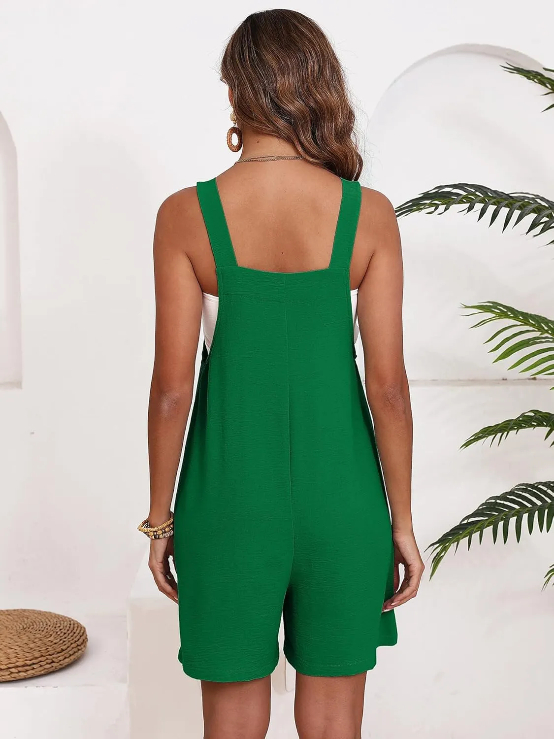 Women's Summer Casual Short Overalls Adjustable Loose Rompers with Pockets 2025 Jumpsuits for Women