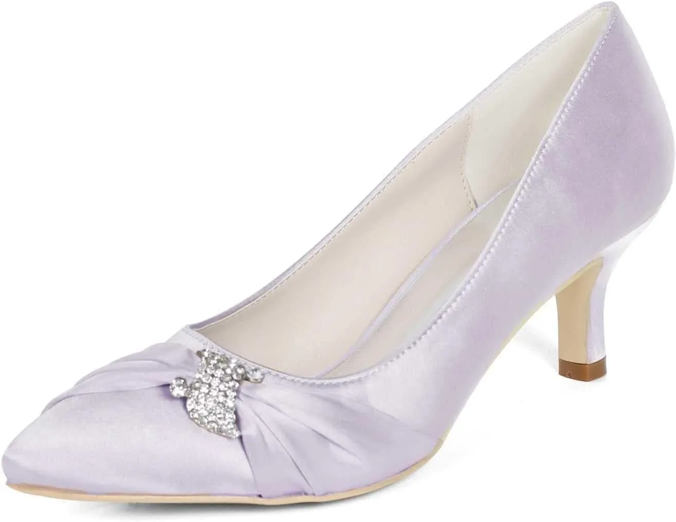 Womens Wedding Shoes NALoRa Women's Rhinestone Heeled Sandals Pointy Toe Stilettos High Heels Pointed Toe Slip on Pumps Wedding Shoes for Bridal Dress(Light Gray,4 UK)