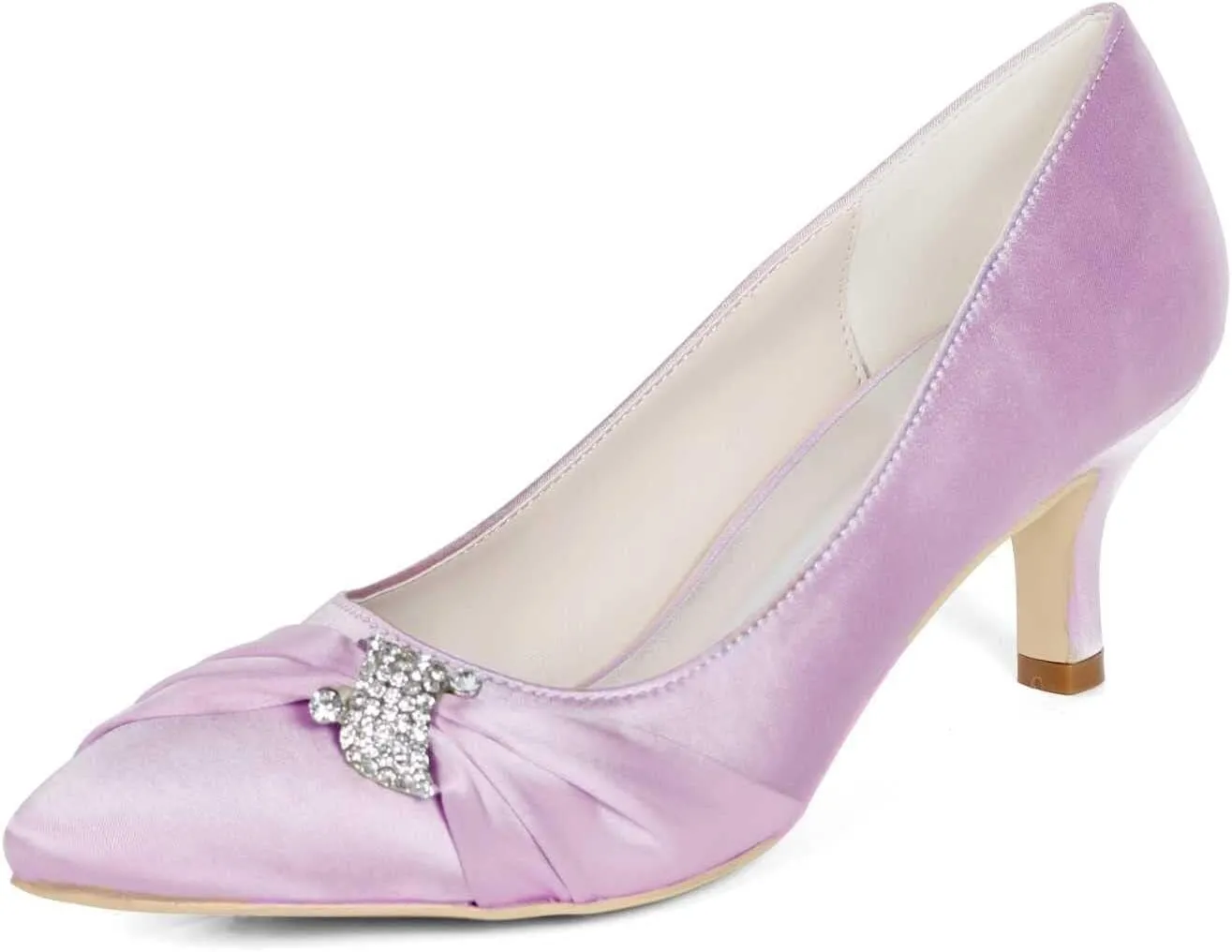 Womens Wedding Shoes NALoRa Women's Rhinestone Heeled Sandals Pointy Toe Stilettos High Heels Pointed Toe Slip on Pumps Wedding Shoes for Bridal Dress(Light Pink,6.5 UK)